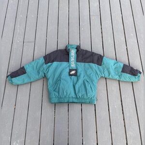 Vintage Starter Jacket Philadelphia Eagles Puffer Pullover Size Small 1/4 Zip